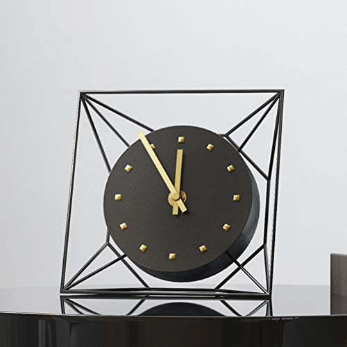 Artibetter 1pc 3D Metal Square Table Clock Desktop Clock Mute Clock Living Room Decoration