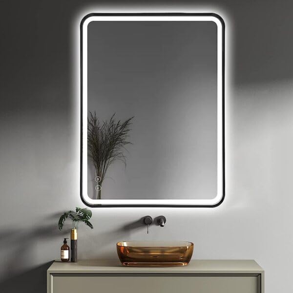 TINITALO Bathroom LED Mirror Home Mirror Wall Mirror with Touch Sensor, 3 Light Effects, Glass, Rectangular LED-30 (18 x 30 Inch)