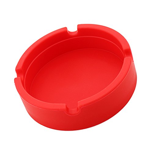 MERISHOPP™ Round Silicone Ashtray Smoking Cigar Holder for Tabletop Office Red