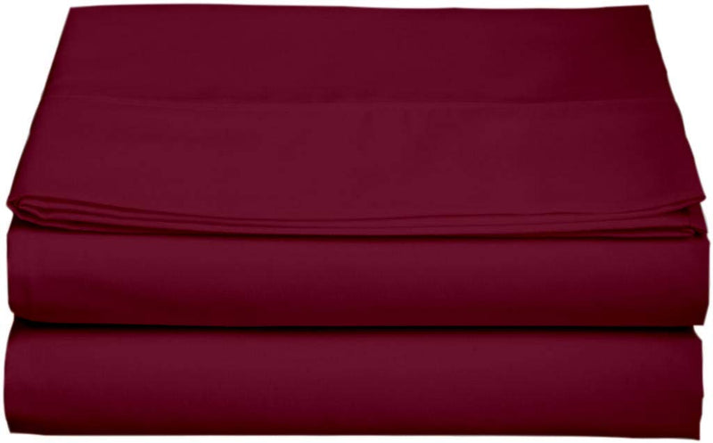 Trend Bedding Mart 1PC Solid Flat Sheet Smooth Touch Hotel Quality 100% Egyptian Cotton Perfectly Fit for Oversize and Extra Height Bed Solid 600 Thread Count (California King, Burgundy)