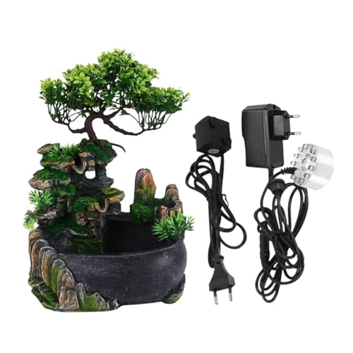 ATORSE® Tabletop Fountain with Light Decorative Statue for Desk Living Room Tea Room