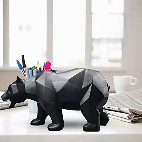 Abstract Sculptures Home Decor Animal Figurines Geometric Surface Statues (Black Bear)