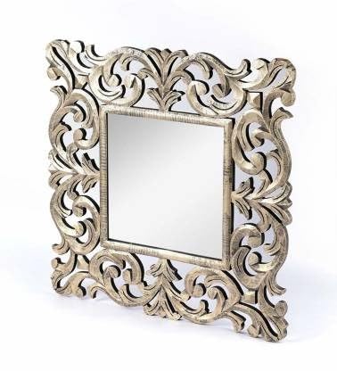 Vas Collection MDF Mirror Frame (Square) Fro Wall Decor,Bedroom,Living Room,Bathroom & Hallway (Golden Antique)