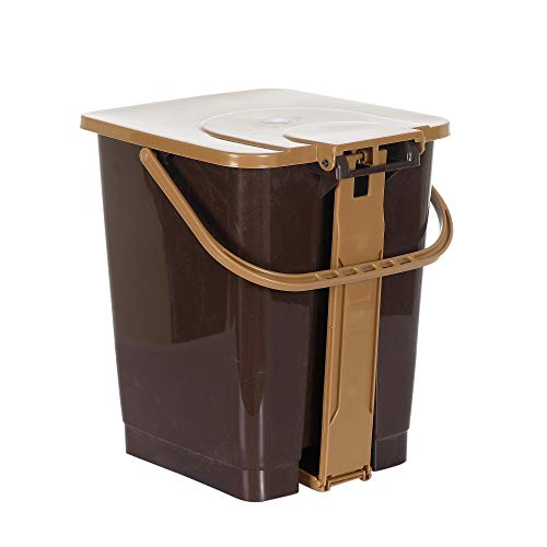 Kuber Industries Premium Plastic Pedal Step-On Dustbin (10 Ltr, Brown)-KUBMART16409