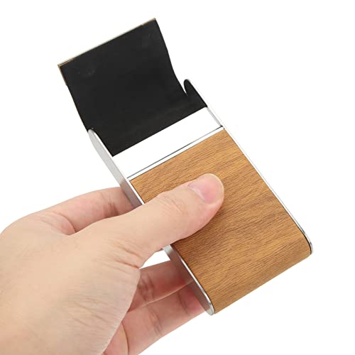 Cigar Holder Case, Cigar Case 20 Pcs Stainless Steel Wearproof Compact Wood Grain for Travel (Brown)