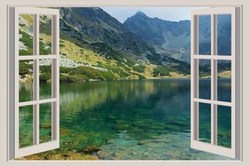 JVERF - JZZA28342 Slovakia Mountains Lake Tatras| Self-Adhesive Open Window Wall Sticker