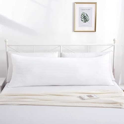 Fawnmore Standard Pillows for Sleeping, Microfiber Filled Pillow,Side Back & Stomach Sleepers, Supportive Gusseted Pillow(20 * 54 inch, White Satin)