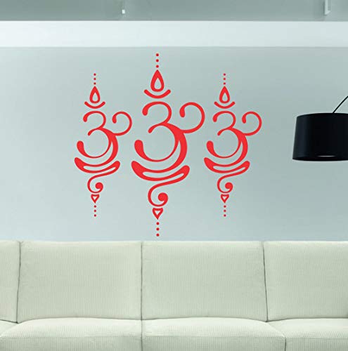 Three Red Om Self Adhesive VinylWaterproof Decorative Wall Stickers for Hall, Bedroom, Kitchen and Furniture