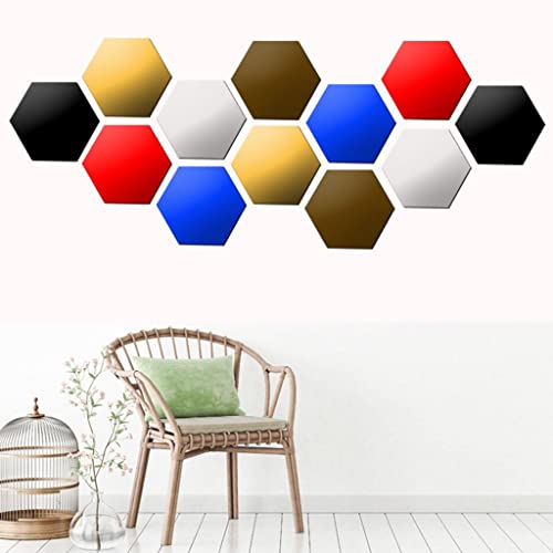 ATORSE® 60Pcs 3D Hexagon Acrylic Mirror Wall Stickers DIY Wall Decor Gold 40X23Cm