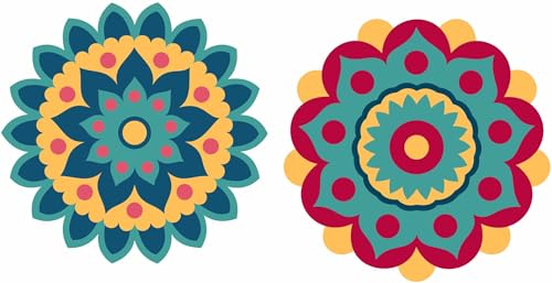 Diwali Special - Colourful Decorative Rangoli Sticker Size- 30 cm x 30 cm Set of 2 (AS144)
