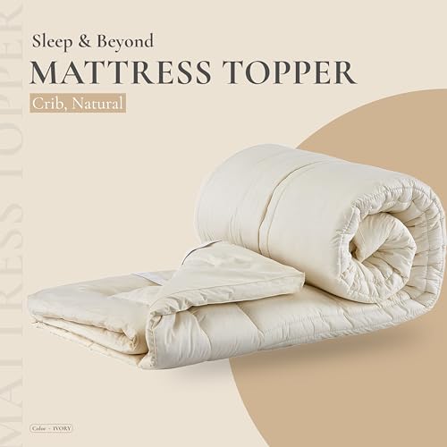 Sleep & Beyond 39 by 76-Inch Washable Wool Mattress Topper, Twin, Natural