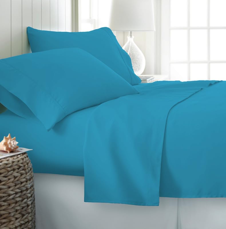 Knight Kavalier King Size Fitted Sheet- Egyptian Cotton 500 Thread Count Hotel Luxury 1 Piece King Fitted Bedsheet- Fit Mattress Up to 12"- Extra Soft, Wrinkle Free, Breathable Sheet- Turquoise Blue