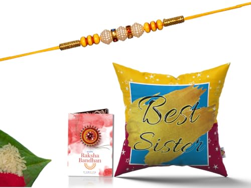 Pillow Rakhi for Brother with Gift - Rakhi with Rakhi Cushion with Filler Greeting Card- Rakhi for Brother, Gifts for Brother, Gifts for Rakhi, Gifts for Rakshabandhan Rakhi Gifts-CH-SIS-33-PA