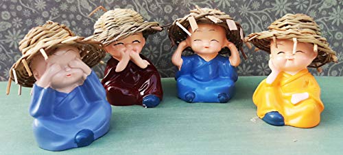 Urvi Creations 4 Pcs Small Budha Set Best Valentines Day Gift for Girlfriend Boyfriend Wife Husband