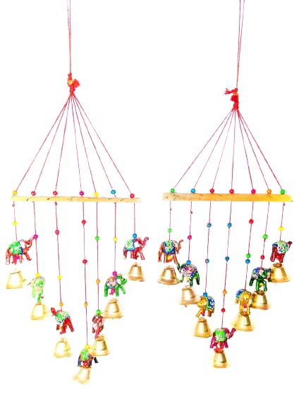 AVIKA Art and HANDICARAFT Decorative Wall Hanging Toran/Wind Chimes for Home (Set of 2) (Multi 6)