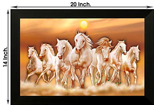 1 Art of Creations Vastu Seven Running Horses UV Textured Framed Digital Reprint 14 inch x 20 inch Painting BANFH6546