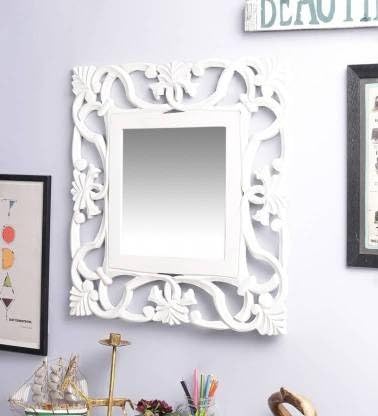 VAS Collection Home MDF Mirror Frame Fro Wall Decor,Bedroom,Living Room,Bathroom & Hallway,20"x20"(White)