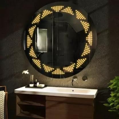 TINITALO Bathroom LED Mirror Home Mirror Wall Mirror with Touch Sensor, 3 Light Effects, Glass, Round LED-18 (30 x 30 Inch)