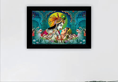 SAF Pack of 1 Radha krishna religious modern art wall painting with framed for living room 11 inch x 14 inch CANFM31271