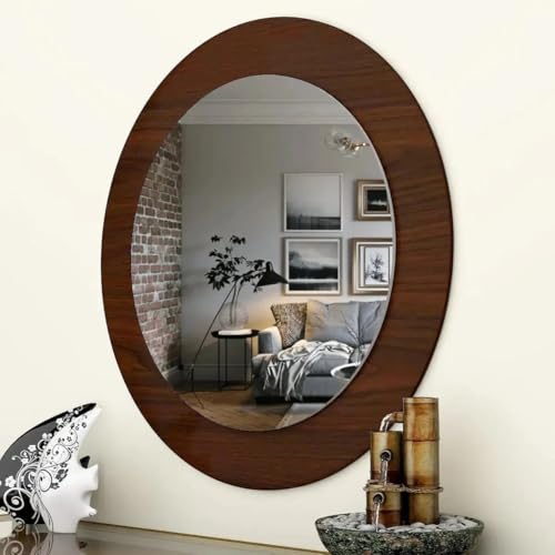 Decorative Round Wooden Wall Mirror Stylish and Elegant Home Accent for Any Room