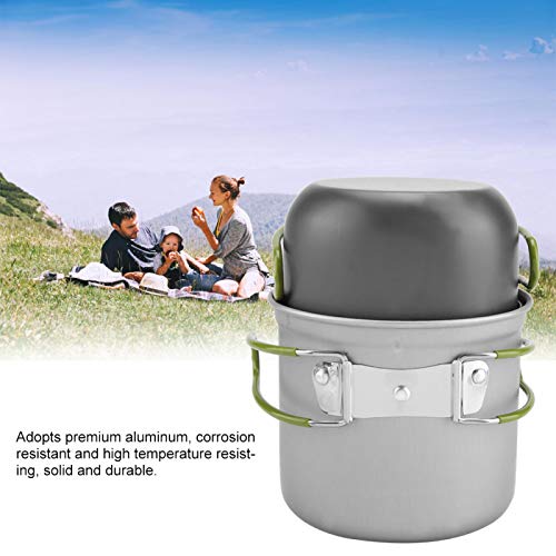 Aluminum Pot, Portable Outdoor Cookware, Solid and Durable 2Pcs/Set Hiking Picnic for Backpacking Camping