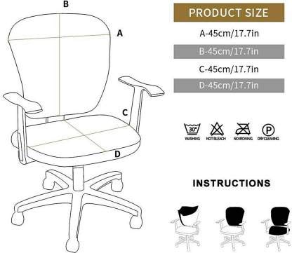 Cortina Rotating Chair Office Covers | Soft Stretchable Elastic Spandex Material | Elastic Computer Chair Slip Covers | Removable Chair Case | Marble Print – Grey | Chair Cover Set of 1