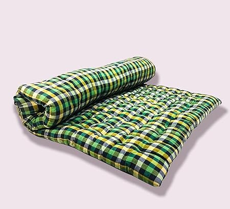 Nawab Handloom Soft Cotton Quilt | Foldable Light Weight Filled Single Firm Mattress| Gadda Multicoloured (2 Sleeping Capacity, 4 x 6 ft or 72 x 48 Inches)