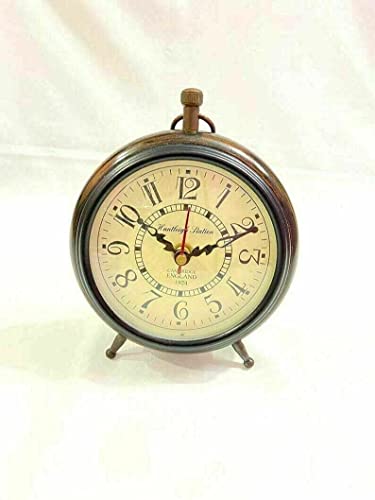 Trust Enterprises Handmade 5 Inch Top Table Clock Antique Look Home & Office Decor Unique Beautiful Gifting Item