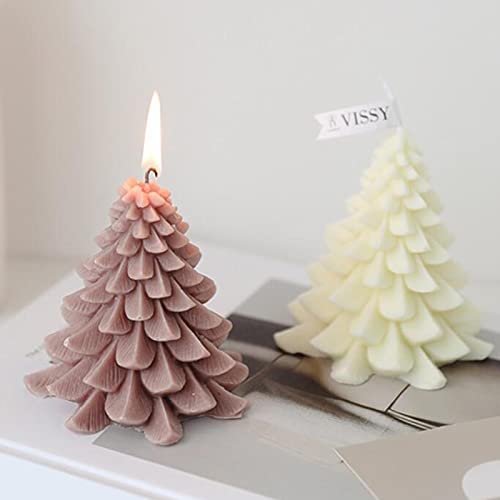 SECRET DESIRE Christmas Tree Wax Scented Candle Creative Curve Home Decor Prop Milky White