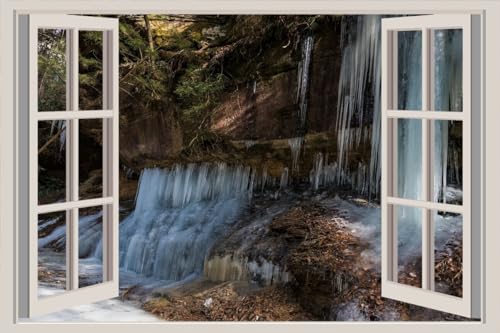 JVERF - JZZA33348 USA Waterfalls Wolfe Kentucky Crag Ice| Self-Adhesive Open Window Wall Sticker