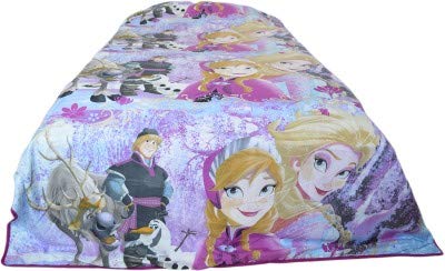 NK Kids Polycotton Frozen Princess Print Cartoon Design Single Bed Reversible AC Blanket (Multicolor)