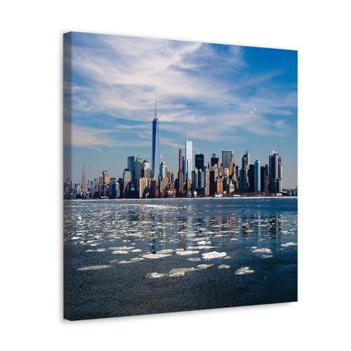 GADGETS WRAP Canvas Gallery Wrap Framed for Home Office Studio Living Room Decoration (17x17inch) - Sea & Building Scenery