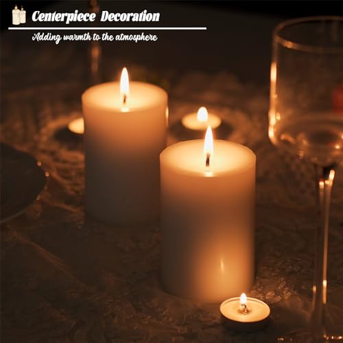 10pcs White Pillar Candles 2.8x4 inch Candles, Smokeless and Dripless Large Candles Pillar 50 Hours Burning Time, Round Candles for Wedding Dinner Home Decor (10pcs)