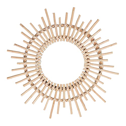 ATORSE® Modern Handmade Natural Rattan Sunburst Wall Hanging Mirror Entryway Hotel M