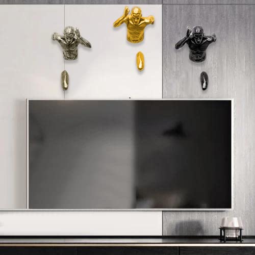 ZOVE Metal Wall Art Set of 3 Running Man Aluminium Metal Wall Decor Wall Hanging Home Decoration Perfect for Living Room/Hotel/Restaurant/Bedroom (Colour : Electroplated Gold/Silver/Black