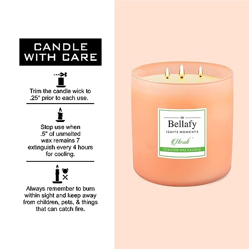 Bellafy 3-Wick Neroli Scented Soy Wax Candle | Burns 40 Hours | Eco-Friendly Luxury for Healthier Homes | Captivating Aromas | Zero Petro Carbon | Natural Beauty & Blissful Fragrances