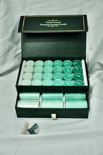 AphroSol Luxury Fragrances Premium Scented Candle Gift Set, 24 Tea Light Candles and 9 Pillar Candles