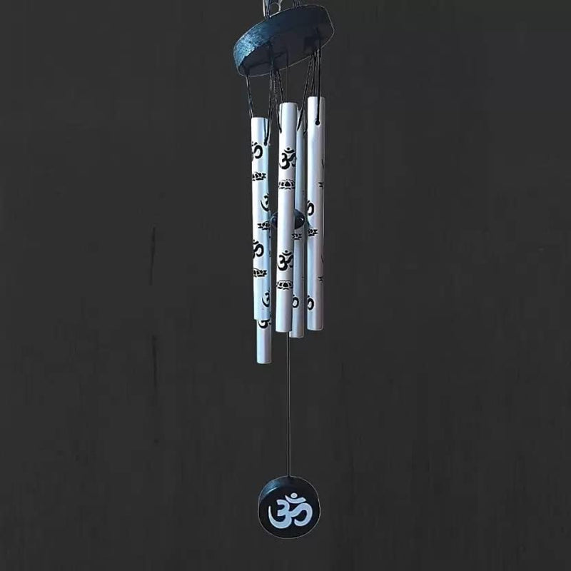 VASTU ART Fengshui Vastu Om Wind Chime for good luck, health, and happiness Decorative Showpiece - 50 cm (Aluminium, Silver)