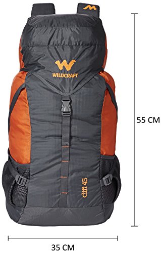 Wildcraft 45 Ltrs Grey and Orange Rucksack Large