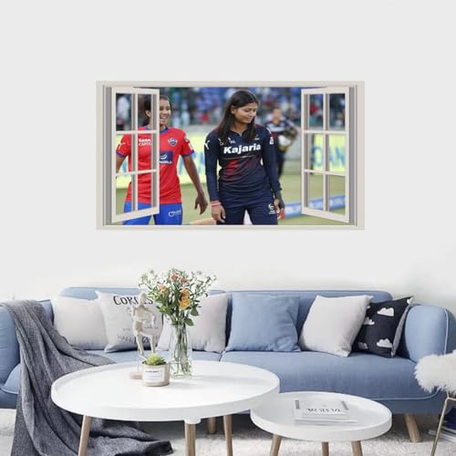 GADGETS WRAP Printed Wall Decal Sticker Fake Window Style Decal (90cm x 50cm) - Women IPL 2024 Cricket World Cup 104