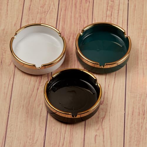 Pakhi Decor Groovy Ceramic Ashtray for Home & Office, Black (10393)