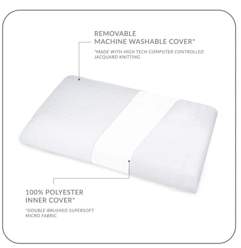 Casa Copenhagen Extra Elastic Visco Foam Pillow with Ventilation Holes, Pack of 2 - Thin Pillow 24.5 x 15.5 x 3.5 Inch - White