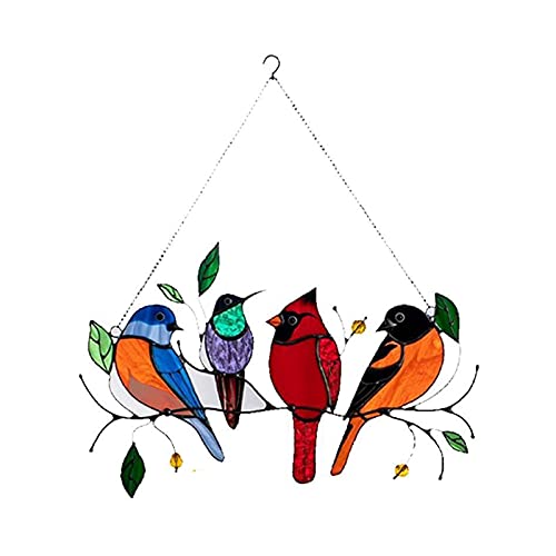 Bird Painting Window Decoration Birds Wall Art Ornaments Window Hanging Decorations, 4 Birds-Daerzy