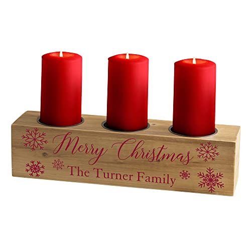 Winter Wonderland Personalized 3 pc. Wood Pillar Candle Holder