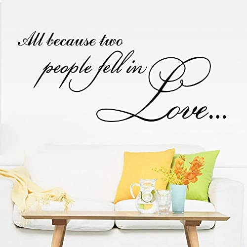 VVWV People Fell in Love Quotes Wall Stickers Couple Bedroom Living Room Kids Room Motivational Quotes Office L x H 55 x 40 Cm