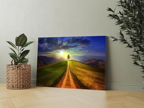 GADGETS WRAP Canvas Gallery Wrap Framed for Home Office Studio Living Room Decoration (17x11inch) - Rising Sun Scenery