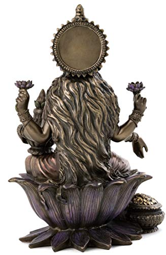 Top Collection Lakshmi Statue Seated on Lotus Platform - Goddess of Wealth, Prosperity, Wisdom, and Fortune Sculpture in Premium Cold Cast Bronze - 7-Inch Collectible Hindu Figurine