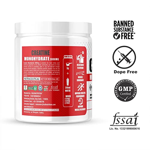 HulkNutrition Creatine Monohydrate Powder | Supplement For Lean Muscle Growth | Creatine Powder For Pre-Workout And Post Workout | Gym Supplement For Men & Women [50 Servings, Blueberry] Free Shaker