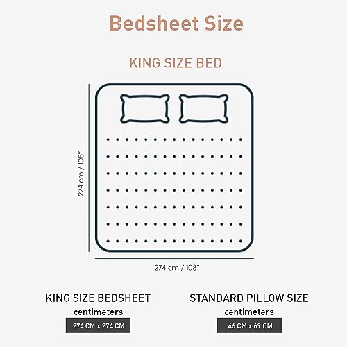 Trident Earth Lover King 3-Piece Bedsheet Set, 100% Cotton, Bedsheet for Double Bed (1 King Size Bedsheet with 2 Pillow Covers) Superior Softness, 144 Thread Count-Feroza