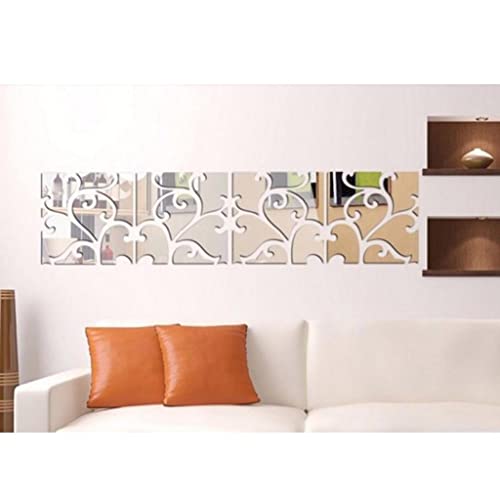 ATORSE® 32Pcs 3D Removable Mirror Acrylic Wall Sticker DIY Home Decor 30X30Cm Silver